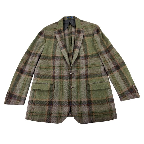 Polo Ralph Lauren Tweed Sport Coat Mens 46 LONG Slim Fit Wool & Alpaca ITALY NEW